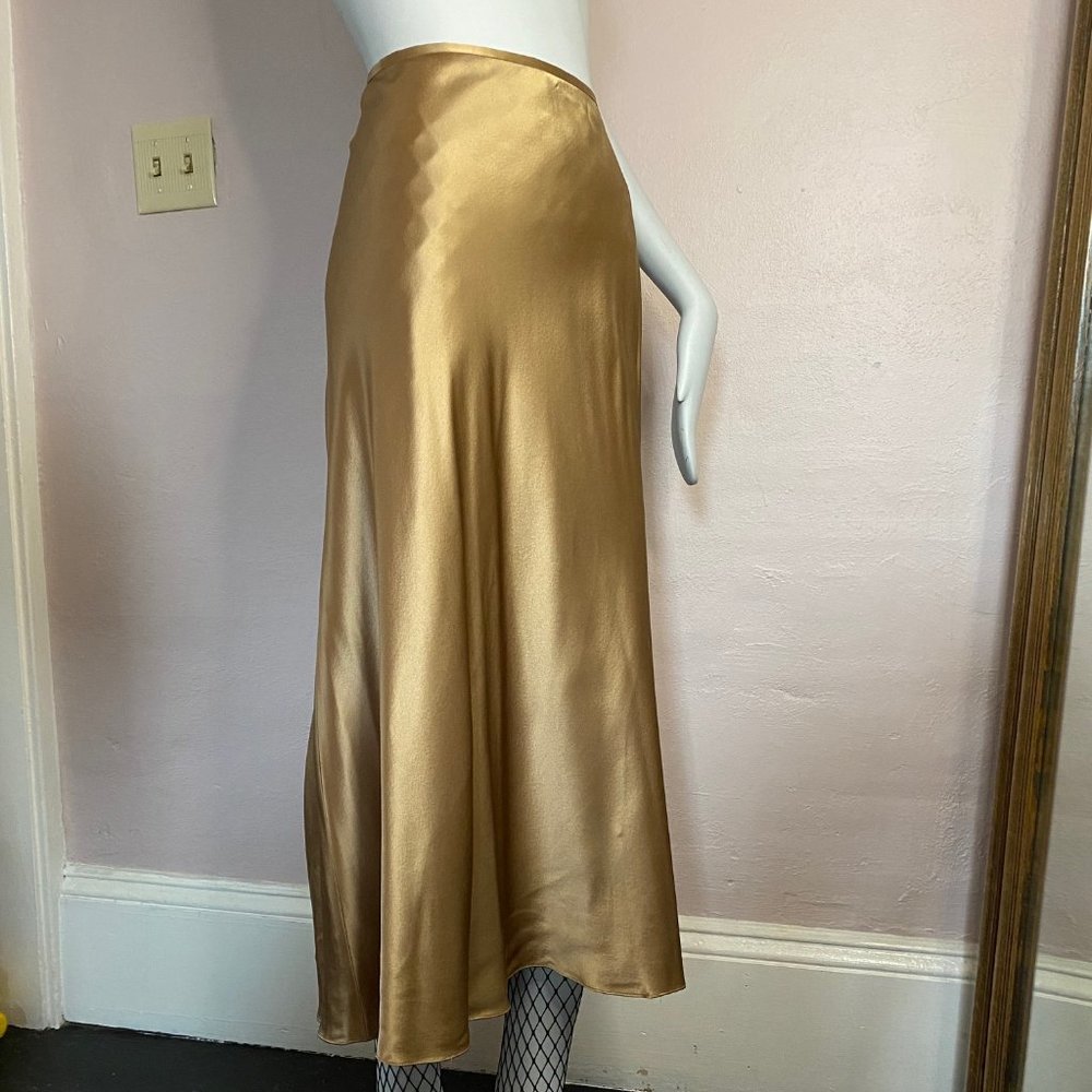 LAUREN Ralph Lauren 100% SILK bias skirt bronze 14